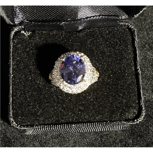 Elegant Silver and gold blue ring - Picture 4 of 6